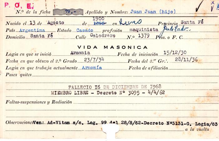 Ficha de miembro de Juan Juan (hijo).