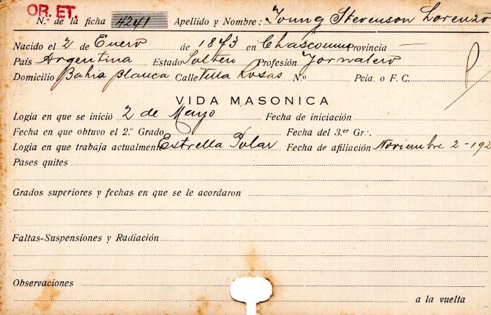 Ficha de miembro de Lorezo Joung Stevenson.