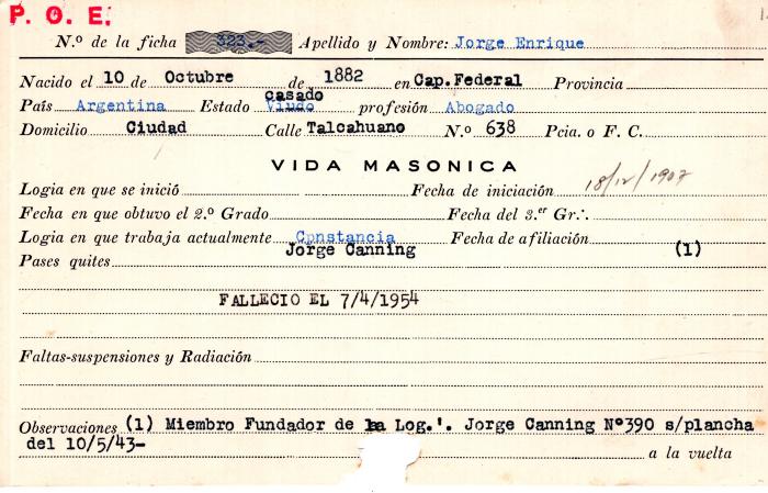 Ficha de miembro de Enrique Jorge.