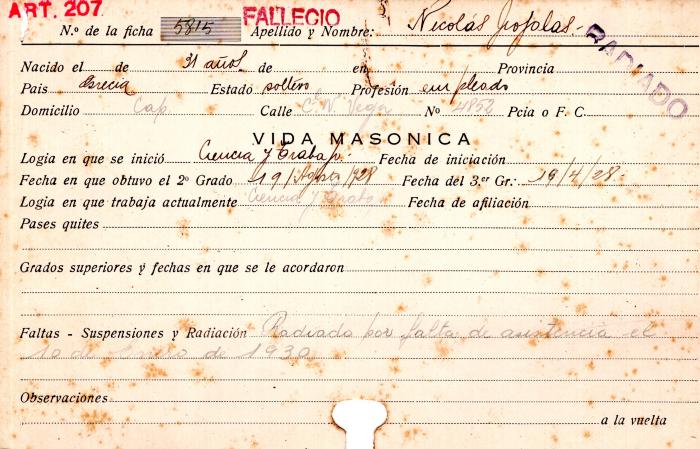 Ficha de miembro de Nicolás Jiopolas.