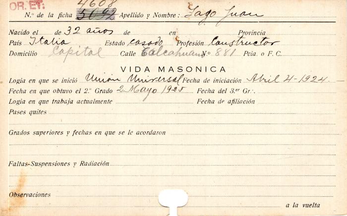 Ficha de miembro de Juan Lago.