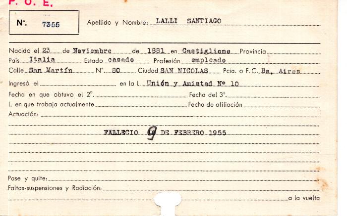 Ficha de miembro de Santiago Lalli.