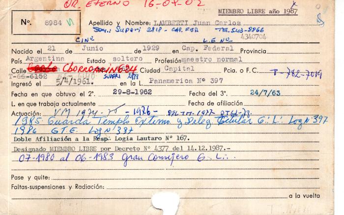 Ficha de miembro de Juan Carlos Lamberti.