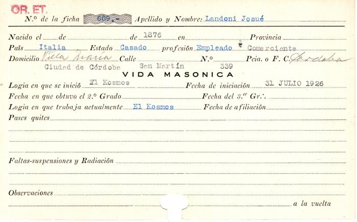Ficha de miembro de Josué Landoni.