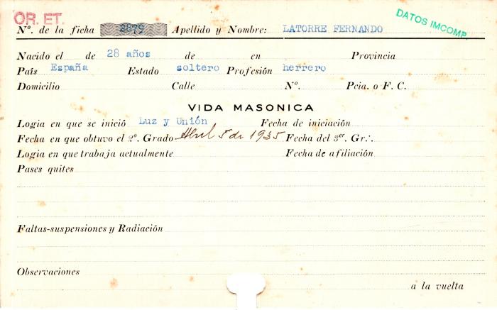 Ficha de miembro de Fernando Latorre.