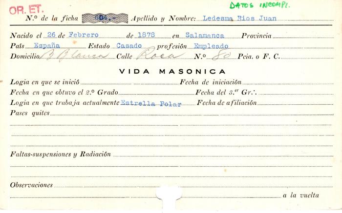 Ficha de miembro de Juan Ledesma Ríos.