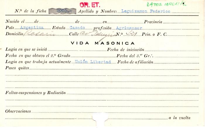 Ficha de miembro de Federico Leguizamon.