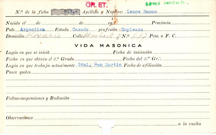 Ficha de miembro de Ramón Leone.