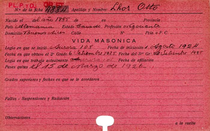 Ficha de miembro de Otto Lhor.