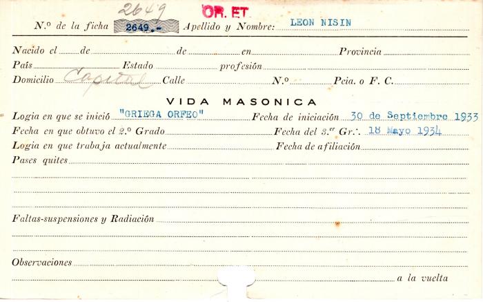 Ficha de miembro de Nisi León.