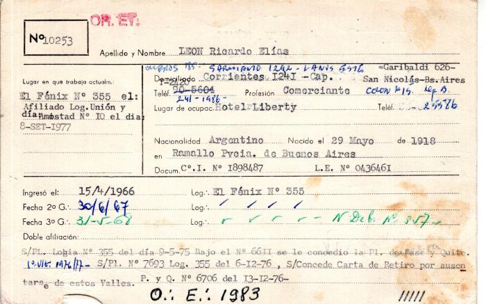 Ficha de miembro de Ricardo Elías León.