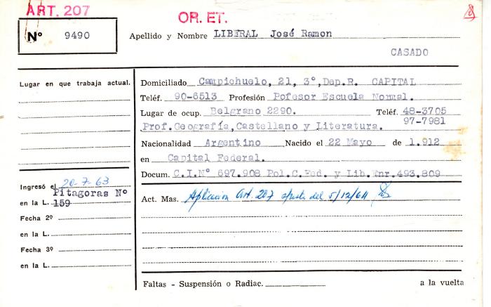 Ficha de miembro de José Ramón Liberal.