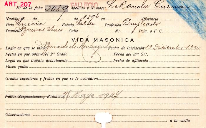 Ficha de miembro de Guzman Lekander.