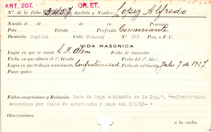 Ficha de miembro de Alfredo López.