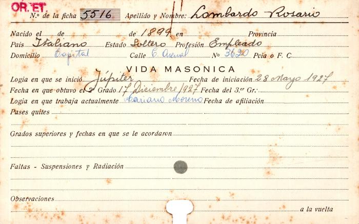 Ficha de miembro de Rosario Lombardo.