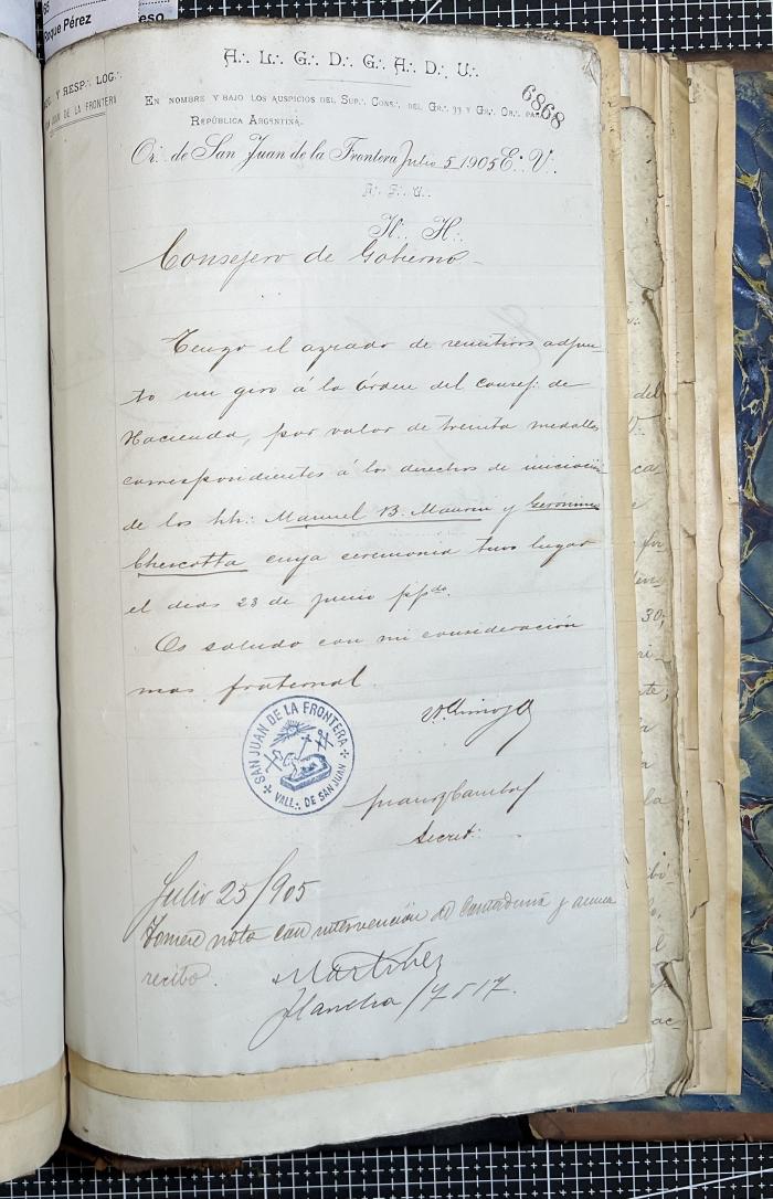 Documentación de R:. L:. San Juan de la Frontera N° 33.