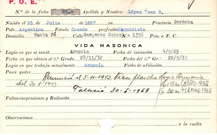 Ficha de miembro de Juan B. López.