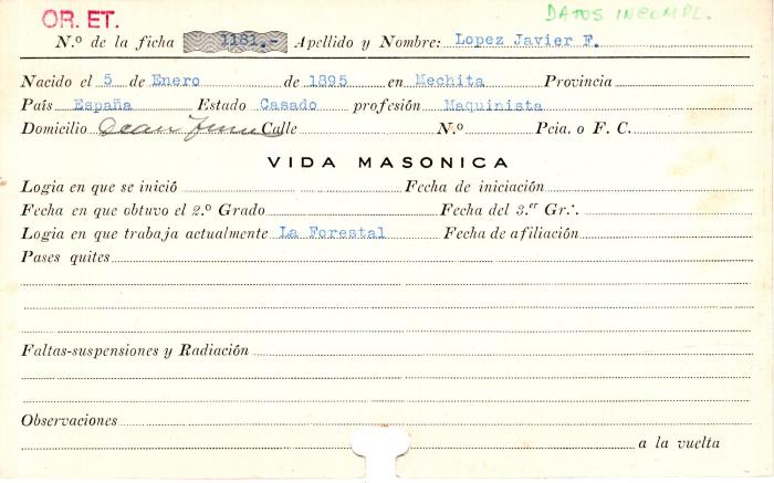Ficha de miembro de Javier F. López.