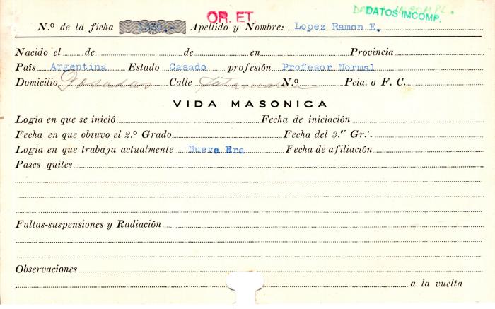 Ficha de miembro de Ramón E. López.
