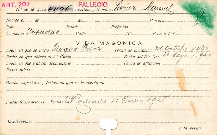 Ficha de miembro de Manuel López. 