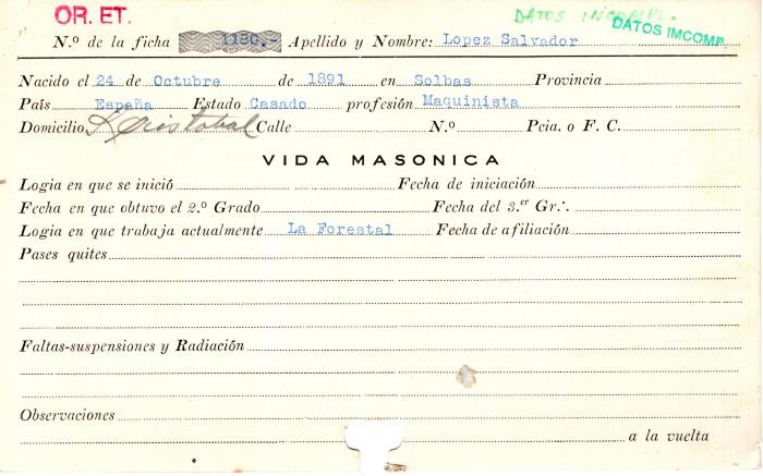 Ficha de miembro de Salvador López.