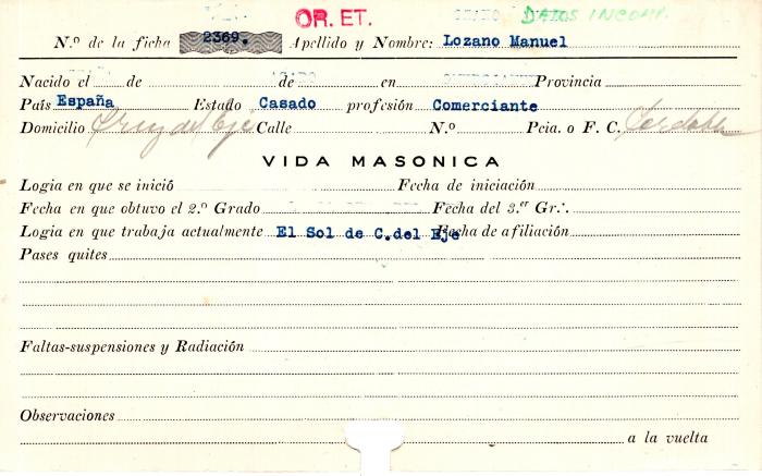Ficha de miembro de Manuel Lozano.
