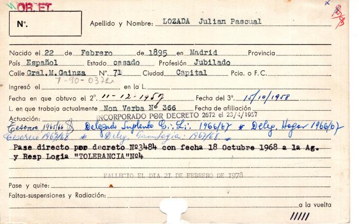 Ficha de miembro de Julian Pascual Lozada.