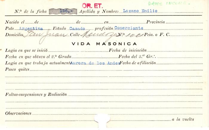 Ficha de miembro de Emilio Lozano.