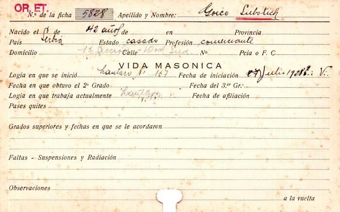 Ficha de miembro de Goico Lubotich.