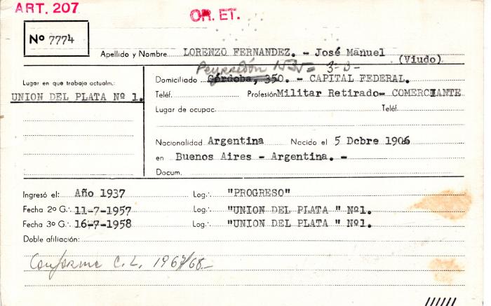 Ficha de miembro de José Manuel Lorenzo Fernández.