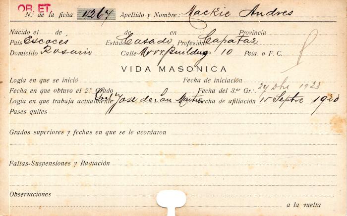 Ficha de miembro de Andrés Mackie.