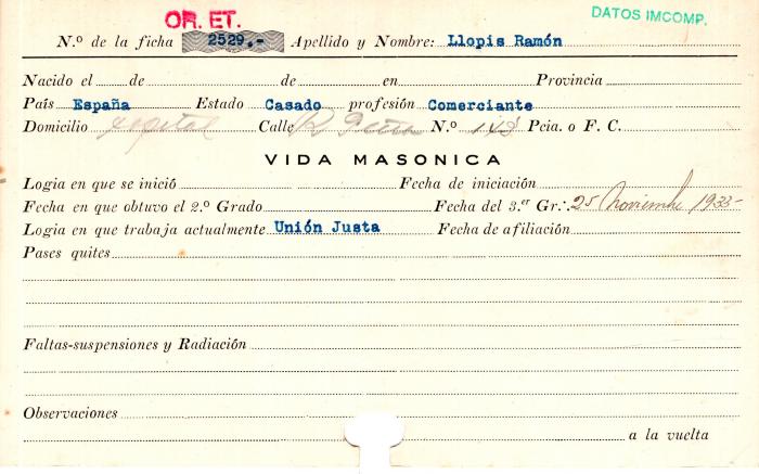 Ficha de miembro de Ramón Llopis.