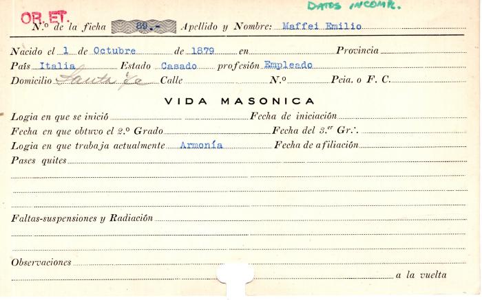 Ficha de miembro de Emilio Maffei.