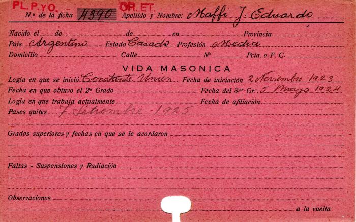 Ficha de miembro de Eduardo J. Maffi.