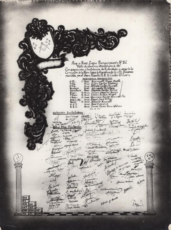 Fotografía de documento donde consta la consagración e instalación de autoridades.