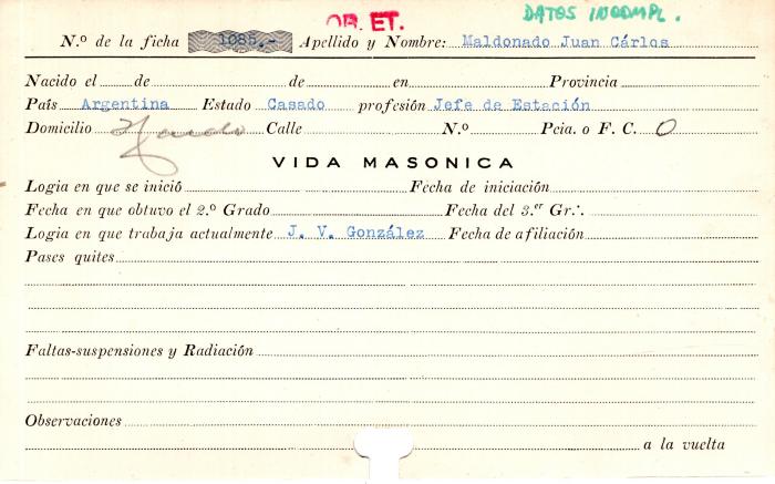 Ficha de miembro de Juan Carlos Maldonado.