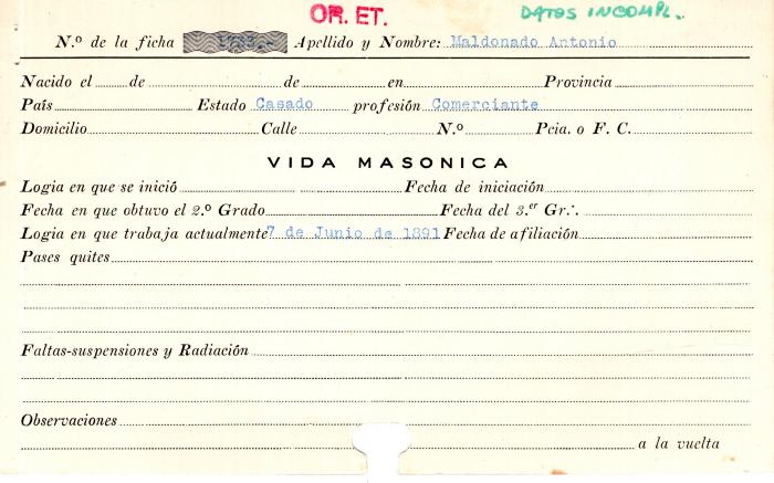 Ficha de miembro de Antonio Maldonado.