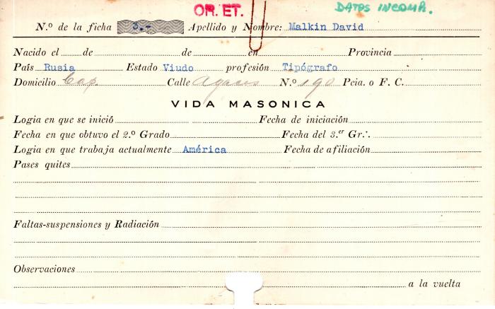 Ficha de miembro de David Malkin.