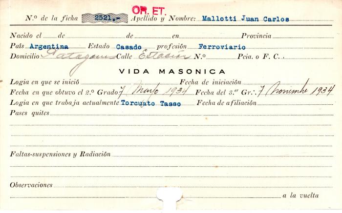 Ficha de miembro de Juan Carlos Mallotti.
