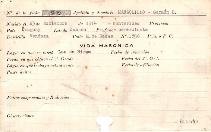 Ficha de miembro de Germán D. Manzolillo.