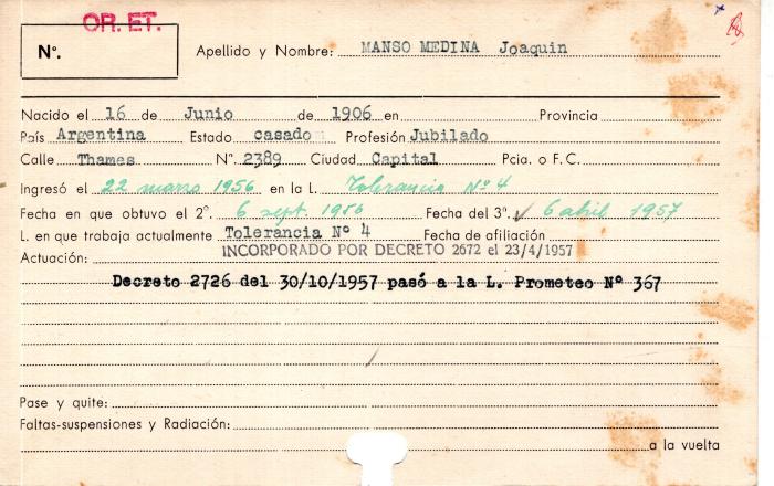 Ficha de miembro de Joaquín Manso Medina.