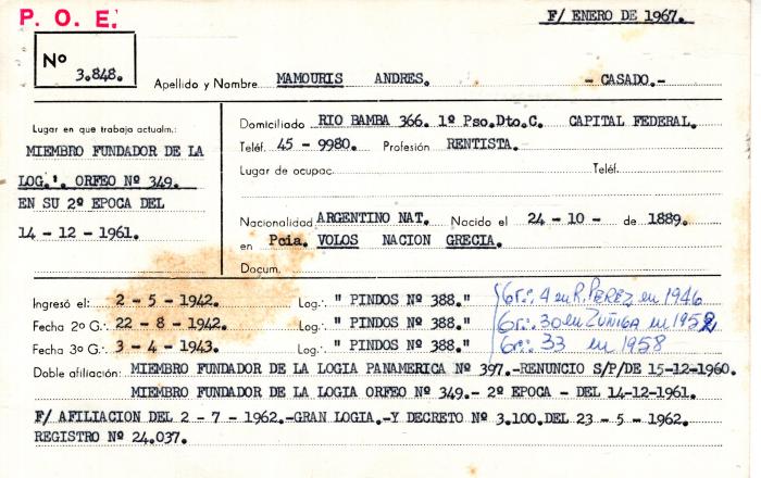 Ficha de miembro de Andrés Mamouris.