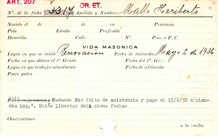 Ficha de miembro de Heriberto Mallo.