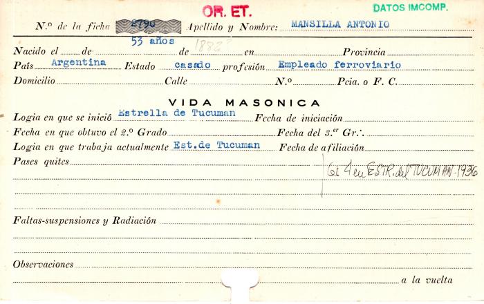 Ficha de miembro de Antonio Mansilla.