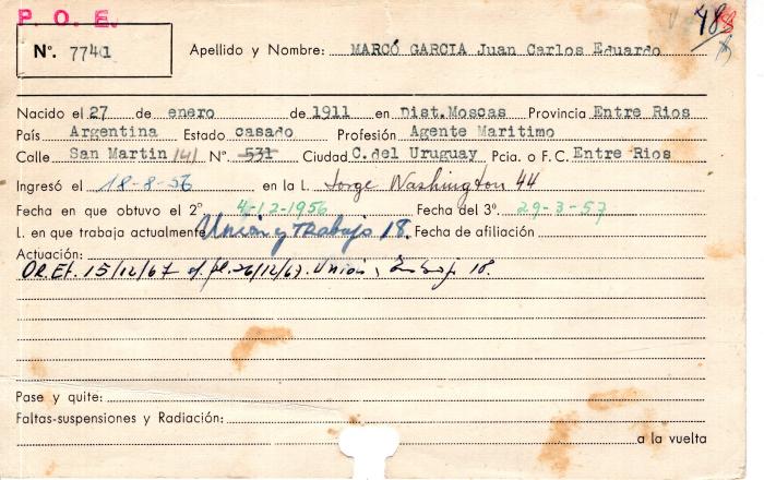 Ficha de miembro de Juan Carlos Eduardo Marcó García.