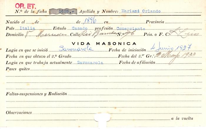 Ficha de miembro de Orlando Mariani.
