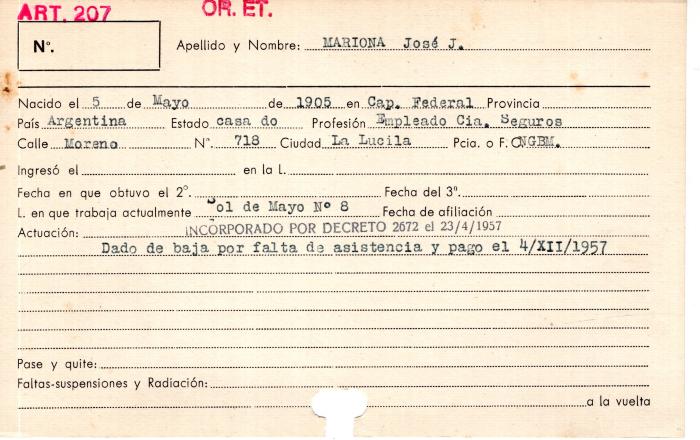 Ficha de miembro de José J. Mariona.