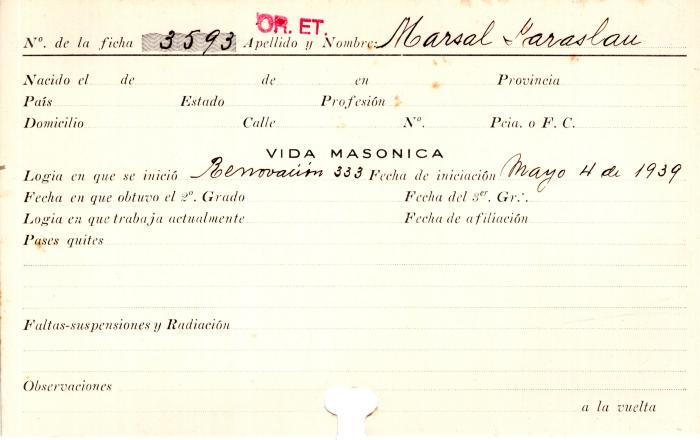 Ficha de miembro de Paraslau Marsal.