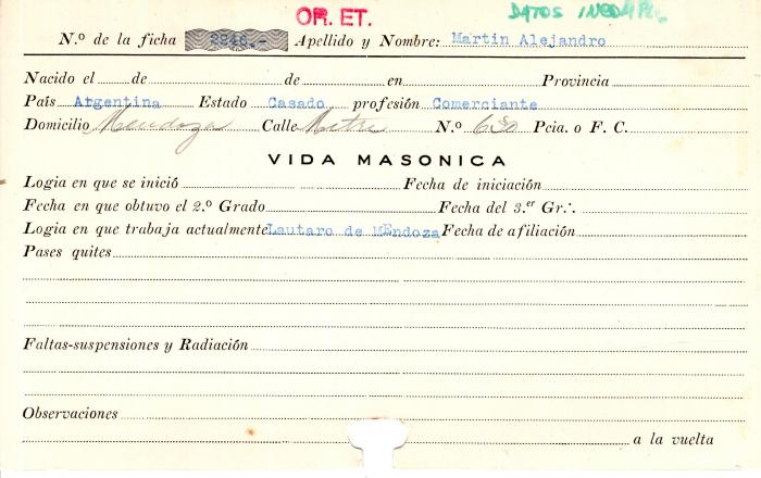 Ficha de miembro de Alejandro Martin.