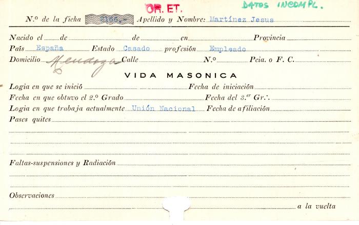 Ficha de miembro de Jesús Martinez.